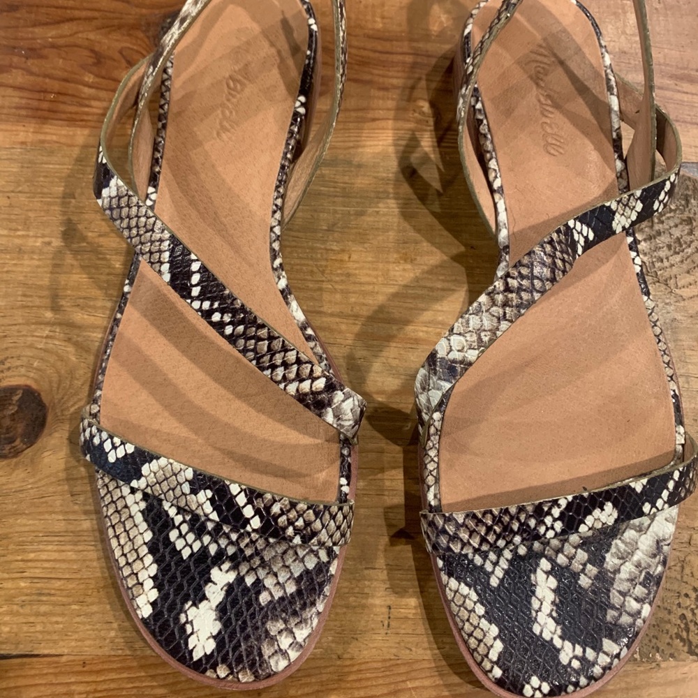 Madewell Snakeskin Asymmetrical Sandals
